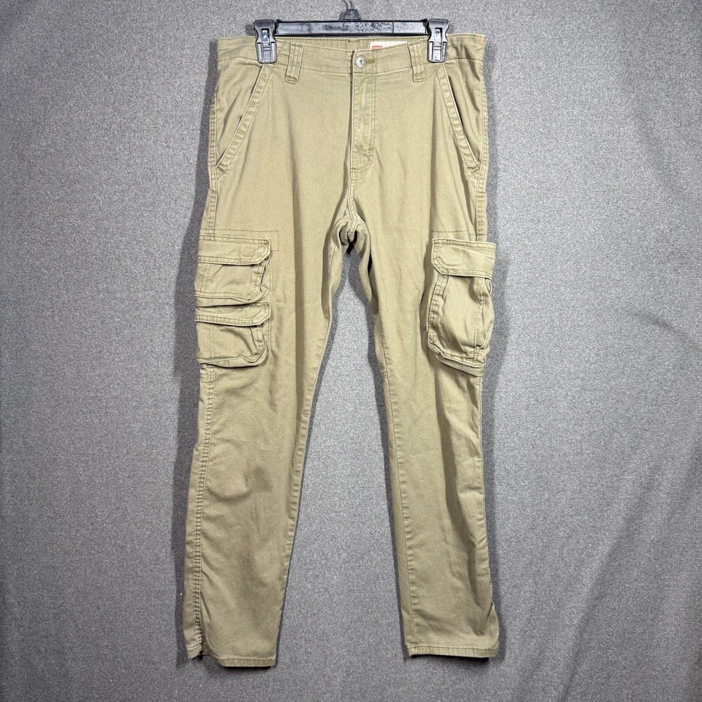 Wrangler Cargo Pants Men's 30x32 Regular Taper Khaki Cotton Stretch